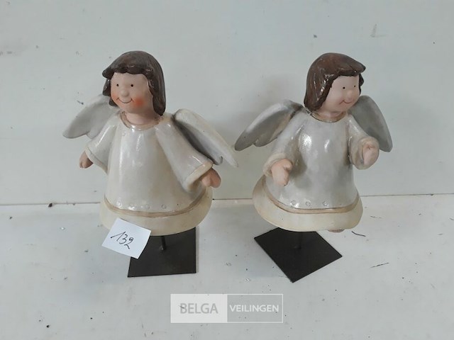 2 x engel keramiek op voet - afbeelding 1 van  3