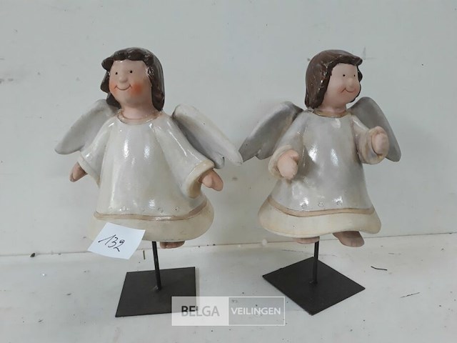 2 x engel keramiek op voet - afbeelding 3 van  3