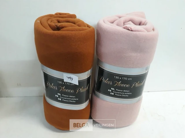 2 x fleece plaid 130x70 cm mix kleuren - afbeelding 1 van  3