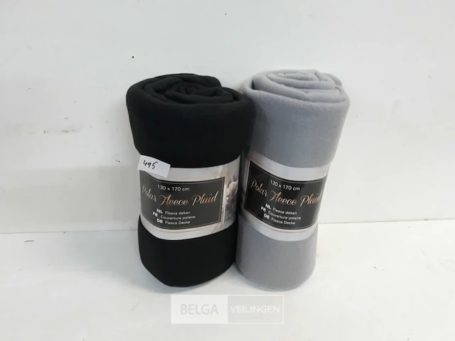 2 x fleece plaid 130x70 cm mix kleuren - afbeelding 1 van  3