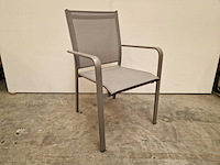 2 x garden prestige - alu stapelstoel firenze met armleuning warm grijs