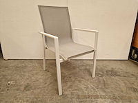 2 x garden prestige - alu stapelstoel napoli met armleuning wit - lichtgrijs