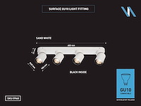 2 x gu10 opbouwspot armatuur 4 cilinder zand wit en zwart draaibaar - afbeelding 6 van  6