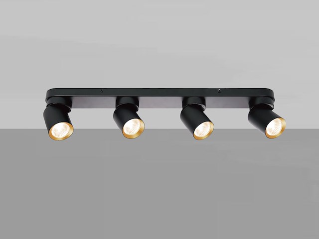 2 x gu10 opbouwspot armatuur 4 cilinder zand zwart en goud draaibaar - afbeelding 5 van  6