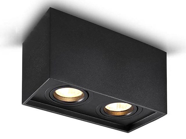 2 x gu10 opbouwspot armatuur dual fittingen zwart kantelbaar - afbeelding 1 van  7