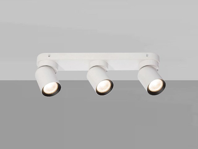 2 x gu10 opbouwspot armatuur triple cilinder zand wit en zwart draaibaar - afbeelding 4 van  6