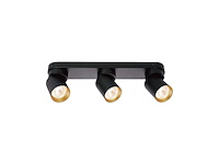 2 x gu10 opbouwspot armatuur triple cilinder zand zwart en goud draaibaar - afbeelding 1 van  7
