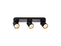 2 x gu10 opbouwspot armatuur triple cilinder zand zwart en goud draaibaar - afbeelding 1 van  7