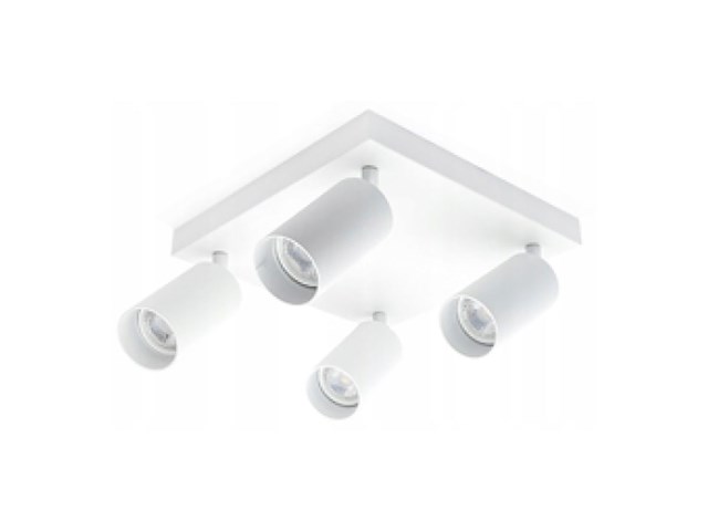 2 x gu10 vierkant opbouwspot armatuur 4 cilinders zand wit draaibaar - afbeelding 3 van  4