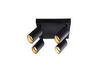 2 x gu10 vierkant opbouwspot armatuur 4 cilinders zwart draaibaar - afbeelding 1 van  3