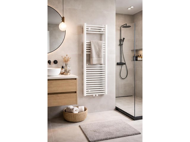2 x h1200xb600 handdoekradiator mat wit - linteo - afbeelding 1 van  3