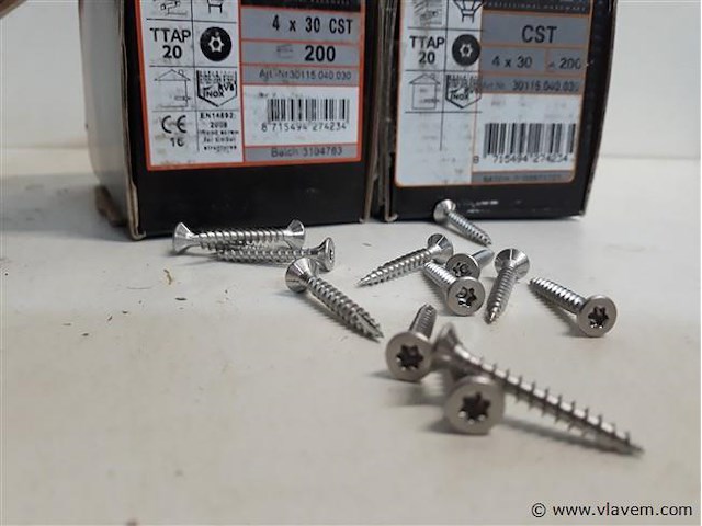 2 x houtschroeven inox 4x30mm 200 stuks - afbeelding 2 van  2