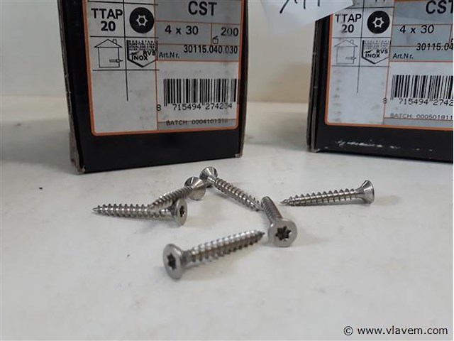 2 x houtschroeven inox 4x30mm 200 stuks - afbeelding 2 van  2