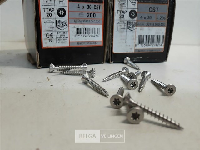 2 x houtschroeven inox 4x30mm 200 stuks - afbeelding 3 van  3