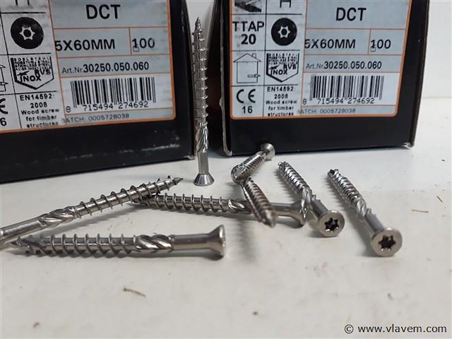 2 x houtschroeven terrasschroeven inox 5x60mm 100 stuks - afbeelding 2 van  2