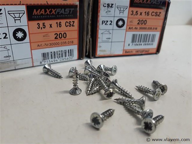 2 x houtschroeven wit verzinkt 3,5x16mm 200 stuks - afbeelding 2 van  2