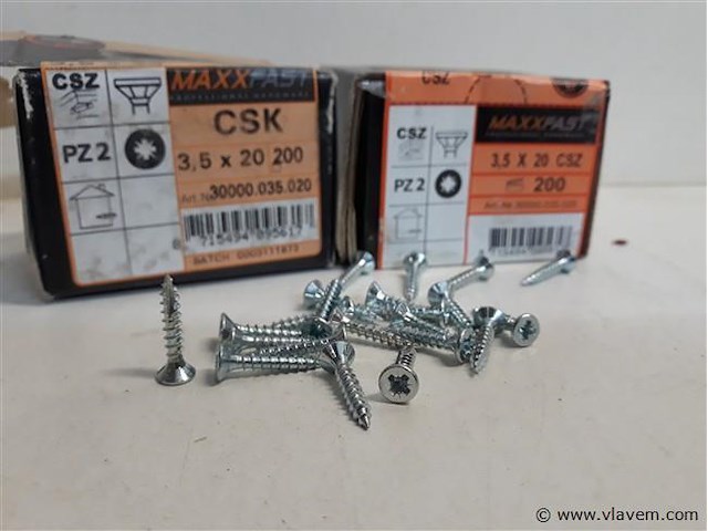 2 x houtschroeven wit verzinkt 3,5x20mm 200 stuks - afbeelding 2 van  2