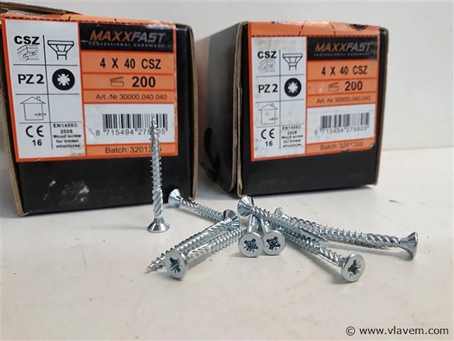 2 x houtschroeven wit verzinkt 4x40mm 200 stuks - afbeelding 2 van  2