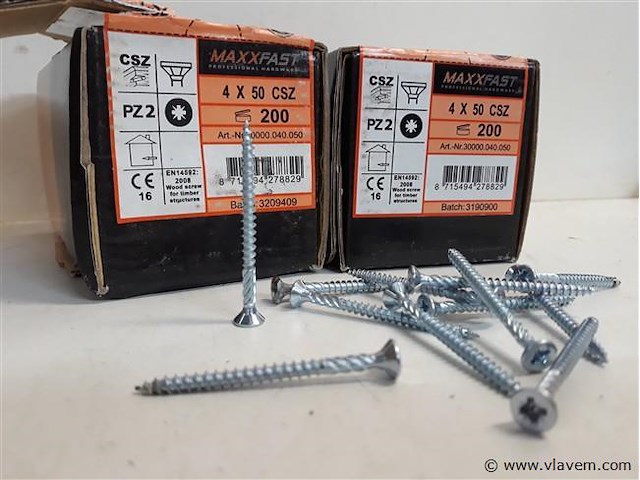 2 x houtschroeven wit verzinkt 4x50mm 200 stuks - afbeelding 2 van  2