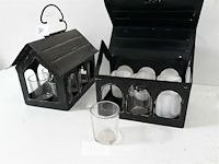 2 x huisje met 6 t-lichtglaasjes - afbeelding 3 van  3