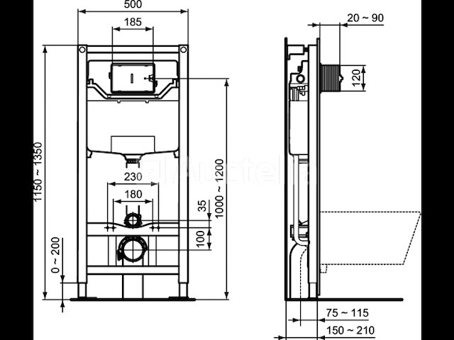 2 x ideal standard prosys inbouwspoelreservoir 120m voor wandcloset (nr. 15-07) - afbeelding 1 van  4
