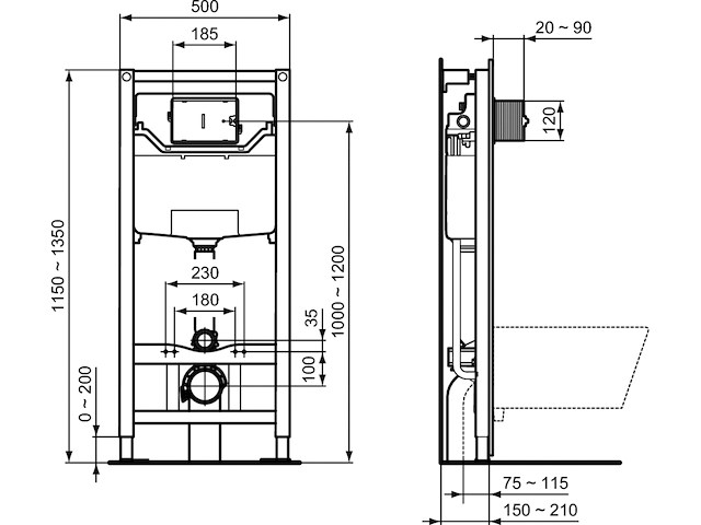 2 x ideal standard prosys inbouwspoelreservoir 120m voor wandcloset (nr. 15-07) - afbeelding 2 van  4