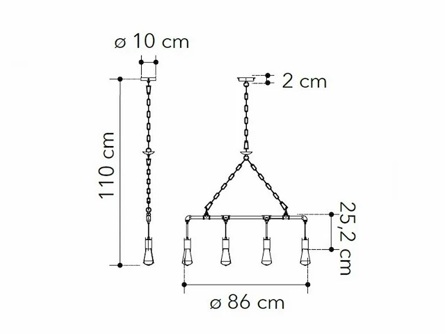 2 x industriële retro hanglamp 4 lichts - afbeelding 5 van  9