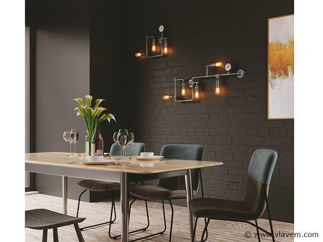 2 x industriële retro wandlamp 3 lichts - afbeelding 2 van  7