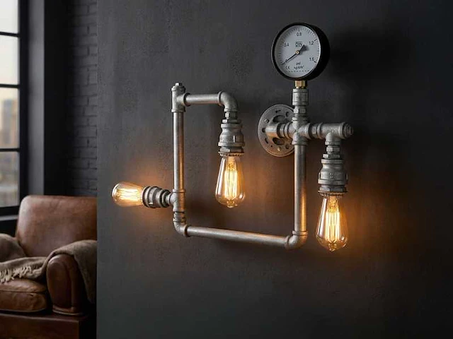 2 x industriële retro wandlamp 3 lichts - afbeelding 1 van  9