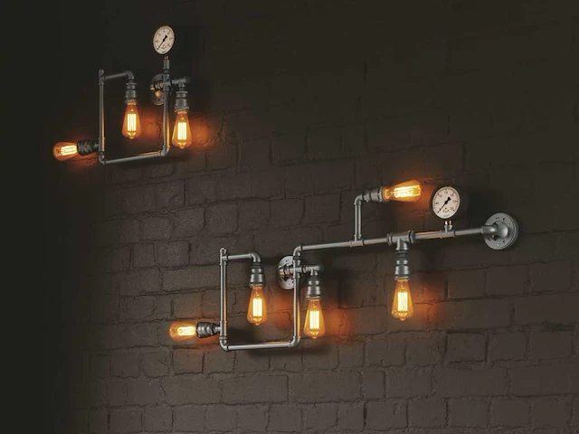 2 x industriële retro wandlamp 3 lichts - afbeelding 3 van  9