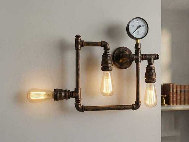 2 x industriële retro wandlamp 3 lichts - afbeelding 5 van  9