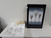 2 x kaarshouder glas 3 stuks + kaars - afbeelding 1 van  2