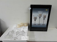 2 x kaarshouder glas 3 stuks + kaars - afbeelding 1 van  3