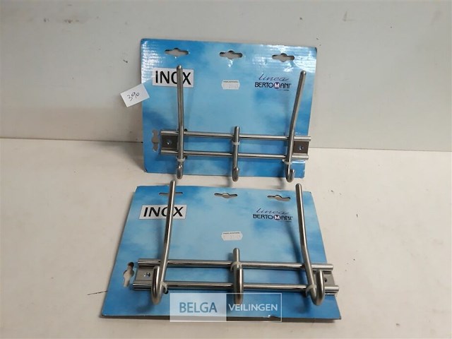 2 x kapstok 3 haken inox - afbeelding 2 van  3