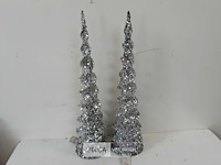 2 x kerst kegel zilver 60 cm - afbeelding 2 van  3