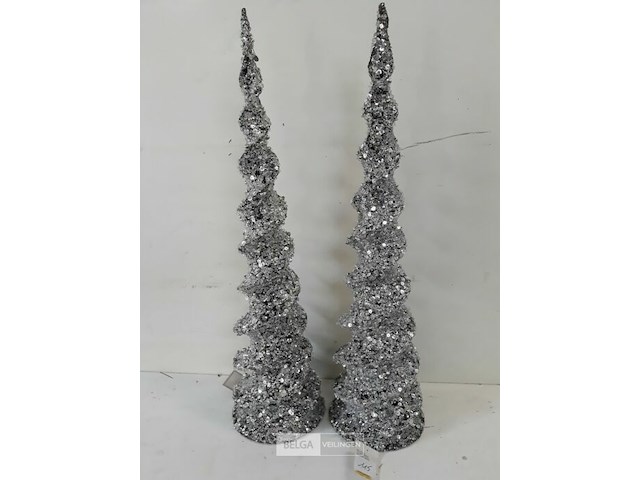 2 x kerst kegel zilver 60 cm - afbeelding 3 van  3