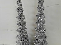 2 x kerst kegel zilver 60 cm - afbeelding 3 van  3