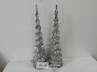 2 x kerst kegel zilver 60 cm - afbeelding 2 van  3