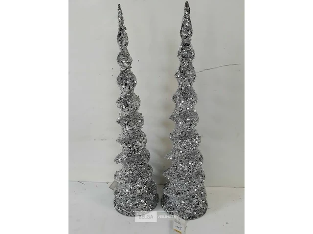 2 x kerst kegel zilver 60 cm - afbeelding 3 van  3