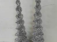 2 x kerst kegel zilver 60 cm - afbeelding 3 van  3