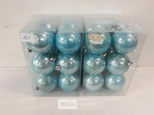 2 x kerstballen 12 stuks pvc licht blauw - afbeelding 2 van  3