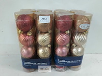 2 x kerstballen 16 stuks pvc roze/goud - afbeelding 2 van  3