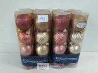 2 x kerstballen 16 stuks pvc roze/goud