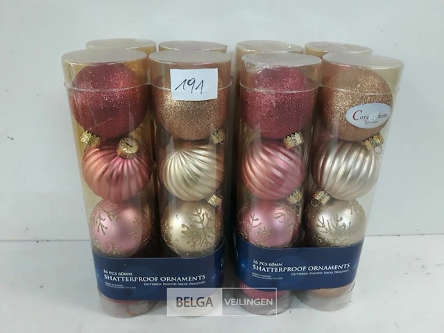 2 x kerstballen 16 stuks pvc roze/goud - afbeelding 2 van  3