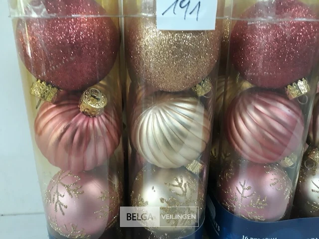 2 x kerstballen 16 stuks pvc roze/goud - afbeelding 3 van  3