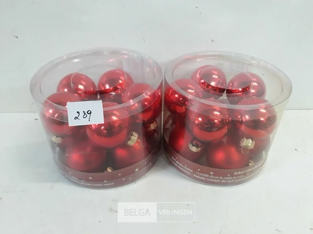 2 x kerstballen glas 10 stuks rood - afbeelding 1 van  3