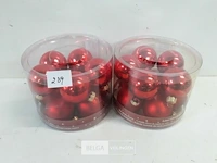2 x kerstballen glas 10 stuks rood - afbeelding 2 van  3