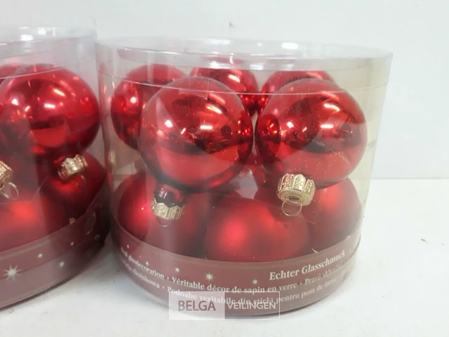 2 x kerstballen glas 10 stuks rood - afbeelding 3 van  3