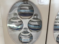 2 x kerstballen glas 4 stuks blauw/zilver - afbeelding 3 van  3