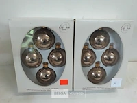 2 x kerstballen glas 4 stuks goud met lijnen - afbeelding 2 van  3